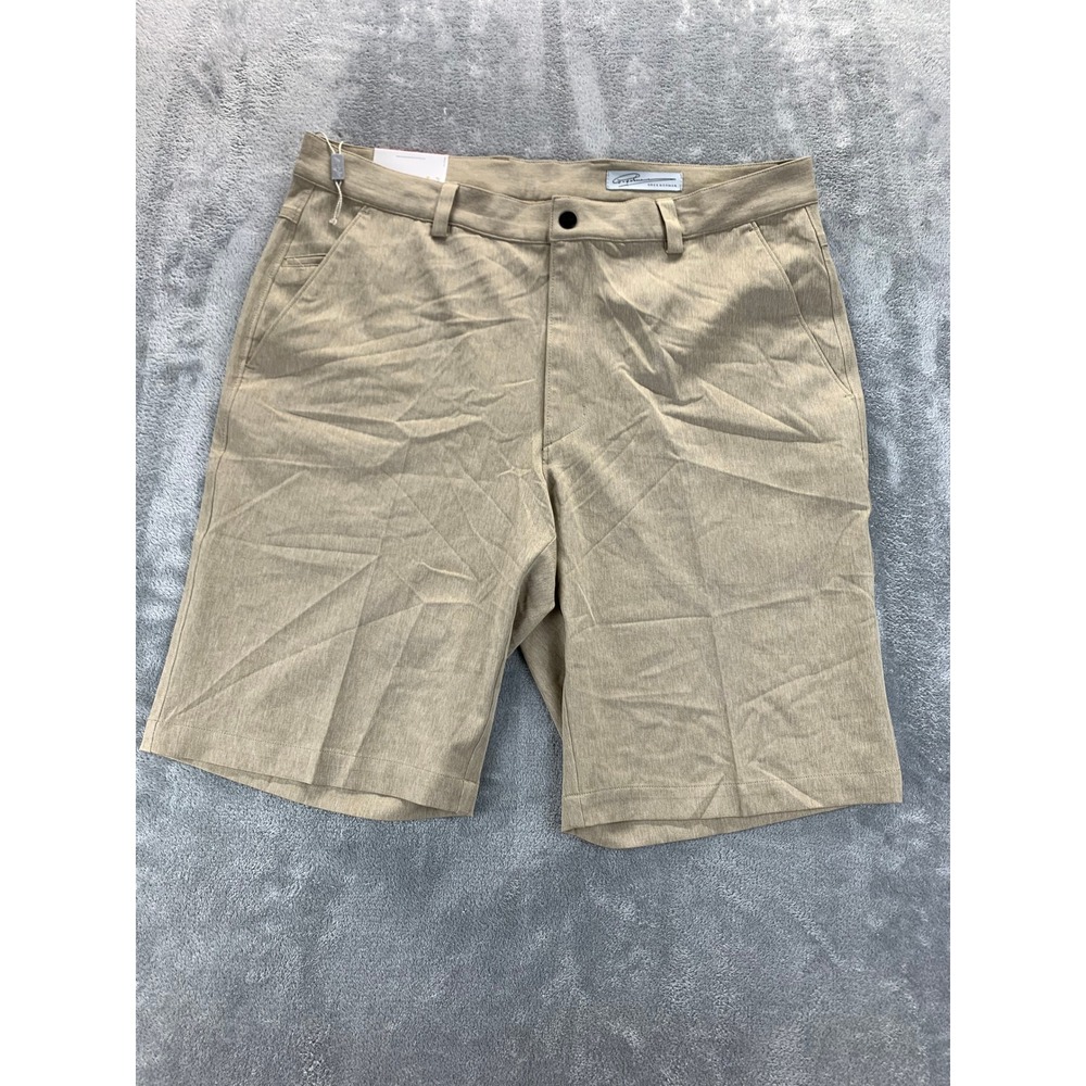 NWT Greg Norman Golf Shorts Mens Sz 34 Flat Front Performance Casual Khaki
